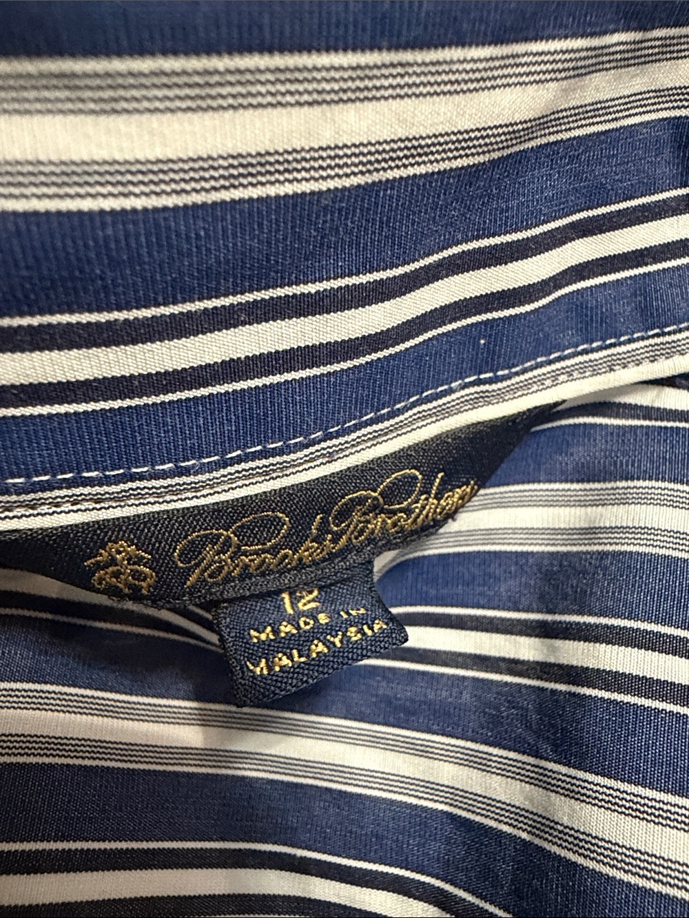 Brooks Brothers Navy/White Striped Button Front dress with pleats - Size 12 - Picture 8 of 8
